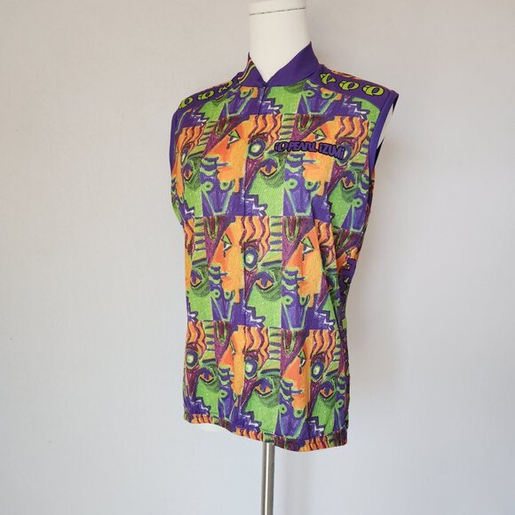 Vintage Pearl Izumi Made in USA Face Printed Cycling Top Sleeveless Zip-Up - Picture 3 of 11